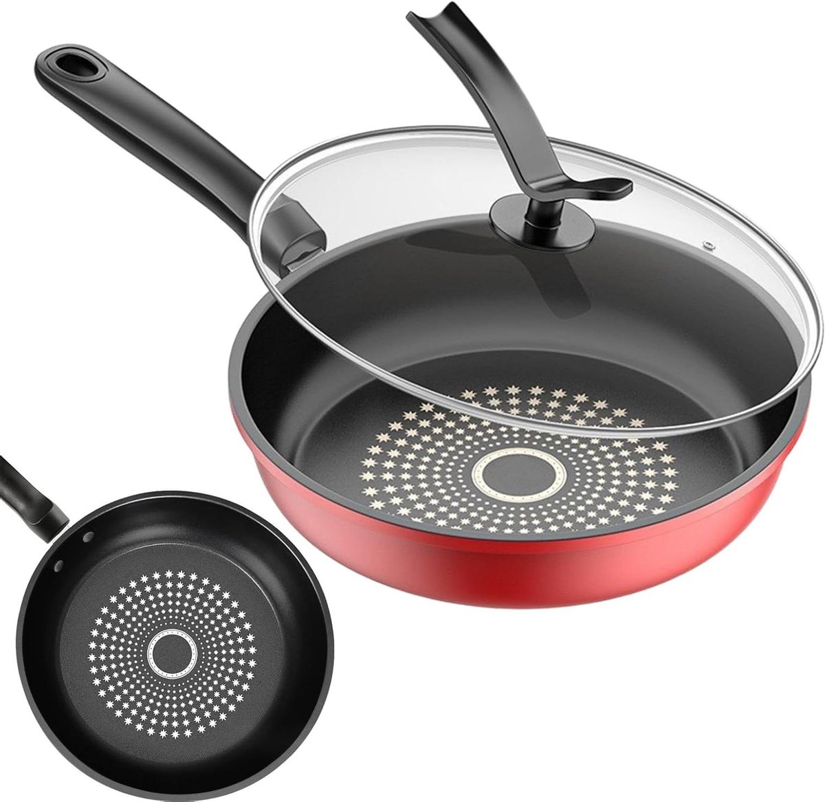 Omeletpan met deksel - Braadpan Koekenpan - Ontbijt Bereiden - Robuuste antiaanbaklaag - 26 cm - Zwart
