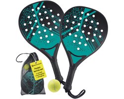 #DoYourSports Padel Racket, Padelracketset, Padelracket en Padelracketset, 2 lichte rackets voor padeltennis met bal en net, antislip grip, ideaal voor training en vrije tijd
