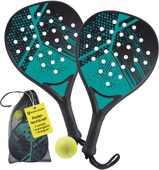 #DoYourSports Padel Racket, Padelracketset, Padelracket en Padelracketset, 2 lichte rackets voor padeltennis met bal en net, antislip grip, ideaal voor training en vrije tijd #DoYourSports Padel Racket, Padelracketset, Padelracket en Padelracketset, 2 lichte rackets voor padeltennis met bal en net, antislip grip, ideaal voor training en vrije tijd