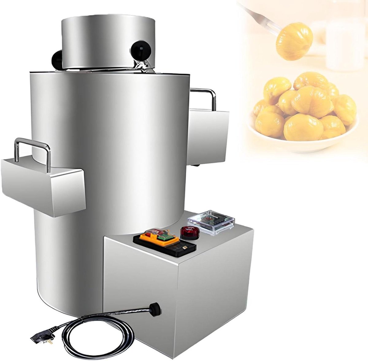 Automatische Kastanje Schiller - Keukenmachine Schillen - Snel Kastanjes Bereiden - Hoge Capaciteit 100kg/u - 550W Vermogen - Zilver