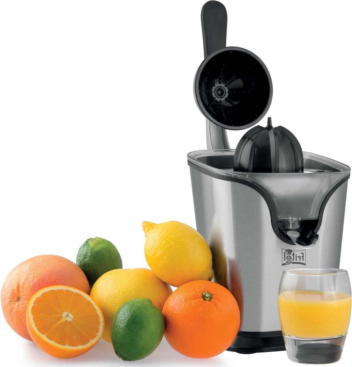 Elektrische Citruspers - Citroenpers Sinaasappelpers - Verse Sapjes Maken - Twee Perskegels - 100W - Inox