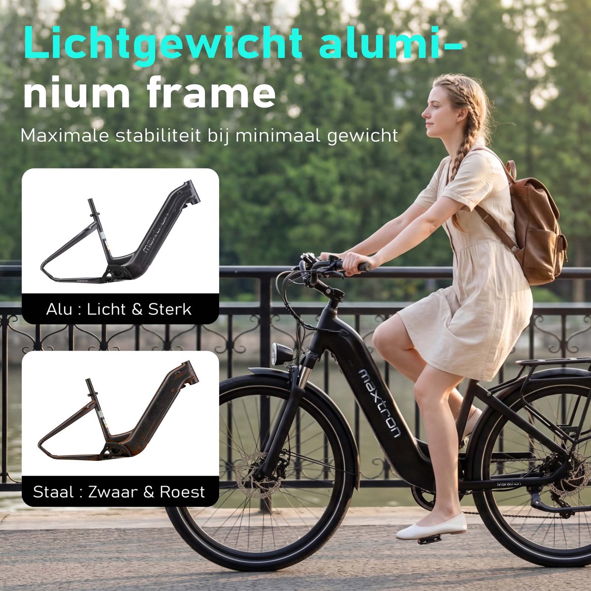 Elektrische Fiets - 790Wh Accu (21Ah) - 700C×50C Banden - Zwartpaars thumbnail 6