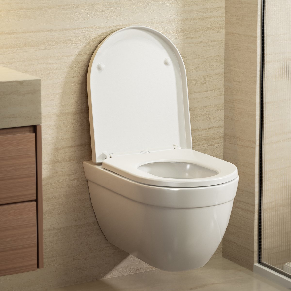Anycee Max WC-bril D-Vorm - Duroplast - Softclose - Afklikbaar - Universele Toiletbril met Deksel - Belastbaar tot 175 kg - Wit