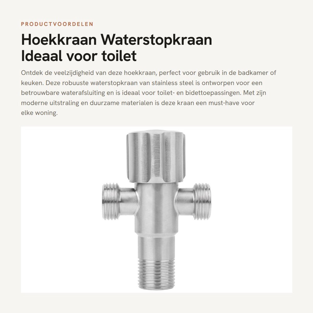 Dailygoods- Hoekstopkraan Roestvrij Staal - Dubbele Gesp - Waterstopkraan - 8.8x5.8cm - Hoogwaardige Afdichting - Geborstelde Afwerking - Hoekventiel