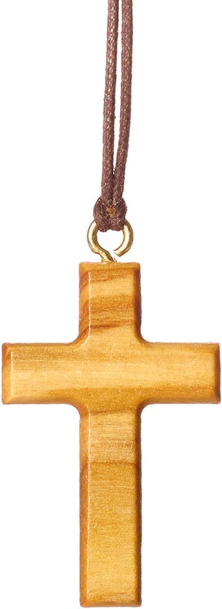 Houten Kruis Hanger - Olijfhout Symboliek - Spirituele Draagtijd - Handgemaakt Nazareth - 5 x 5 x 3 cm