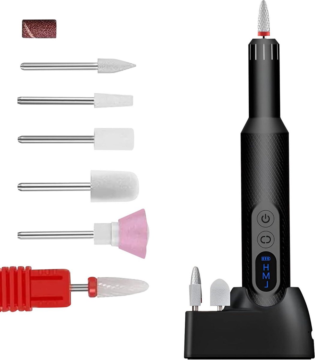 Elektrische Nagelfrees - Draagbare Vijl - Nagels Vormgeven - Draadloos Oplaadbaar - 3 Snelheden - Zwart