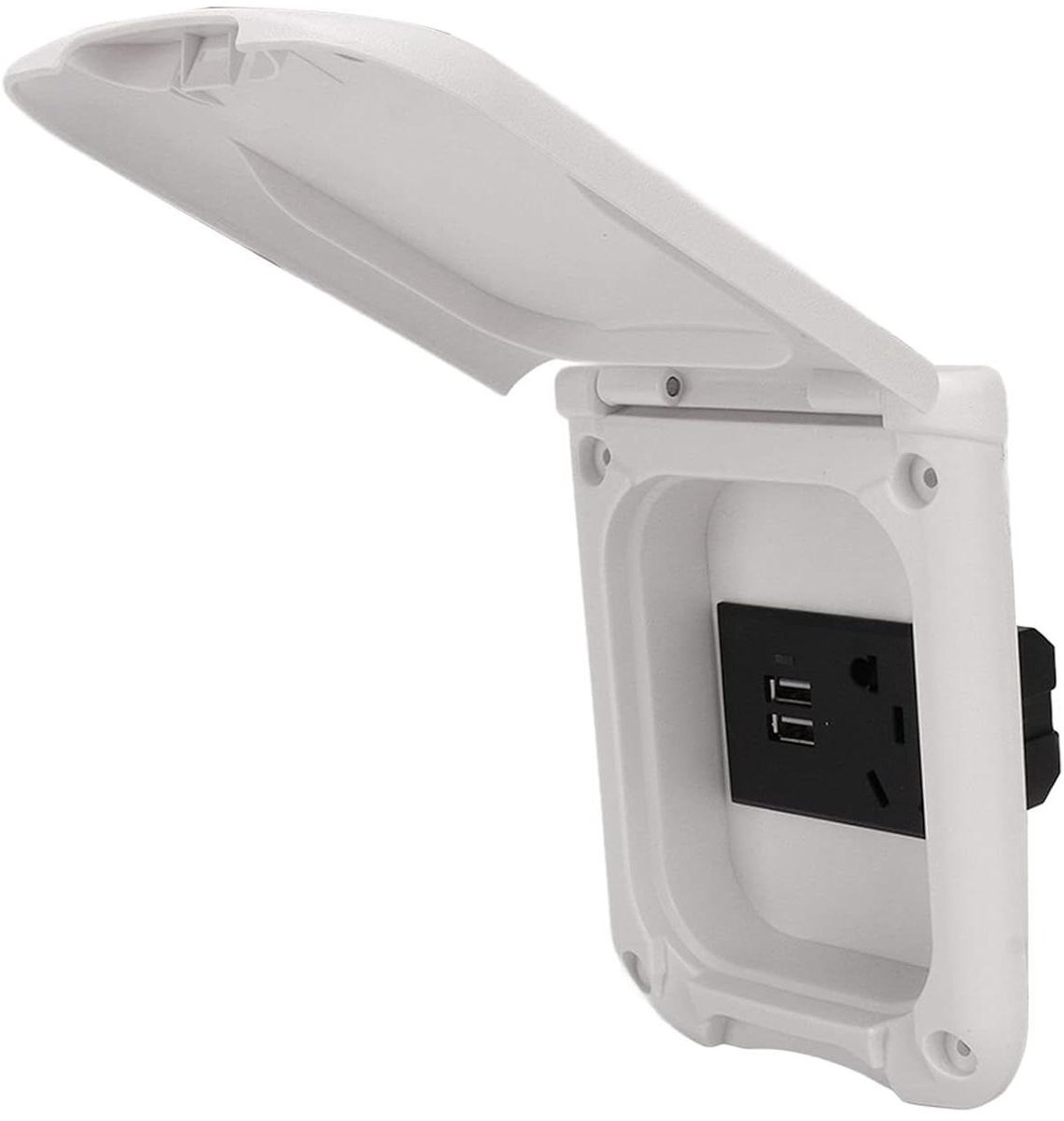 RV Stopcontactdoos - Elektrisch Aansluitpaneel - Buiten Stroomvoorziening - Magnetische Afdekking - 115 x 92 mm - Zwart
