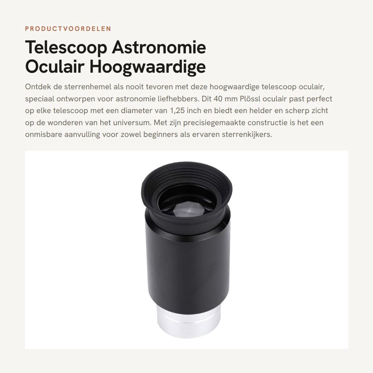 Dailygoods- Telescoop Oculair 40 mm - 1,25 inch Bevestiging - Aluminiumlegering - Optisch Glas - Oogbescherming - Robuuste Behuizing