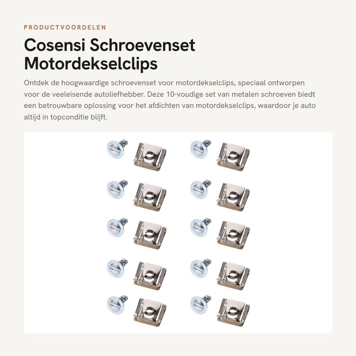 Dailygoods- Schroevenset 10-delig - Afdichtingsset voor motordekselclips - Professionele auto-onderdelen - Hoogwaardige kwaliteit - Efficiënte producten - Schroeven