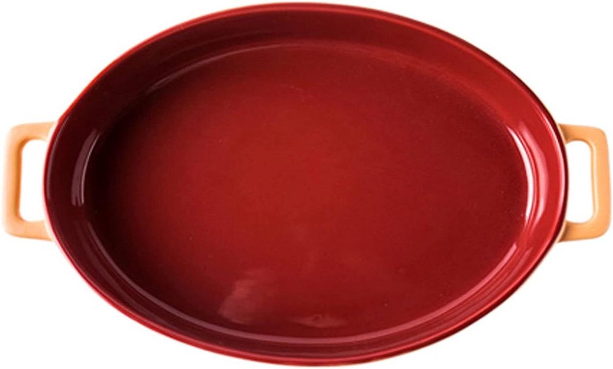 Ovenschaal Keramiek - Bakvorm Rechthoekig - Maaltijden Bereiden - Dubbele Oor Handvatten - 36x6 cm - Rood