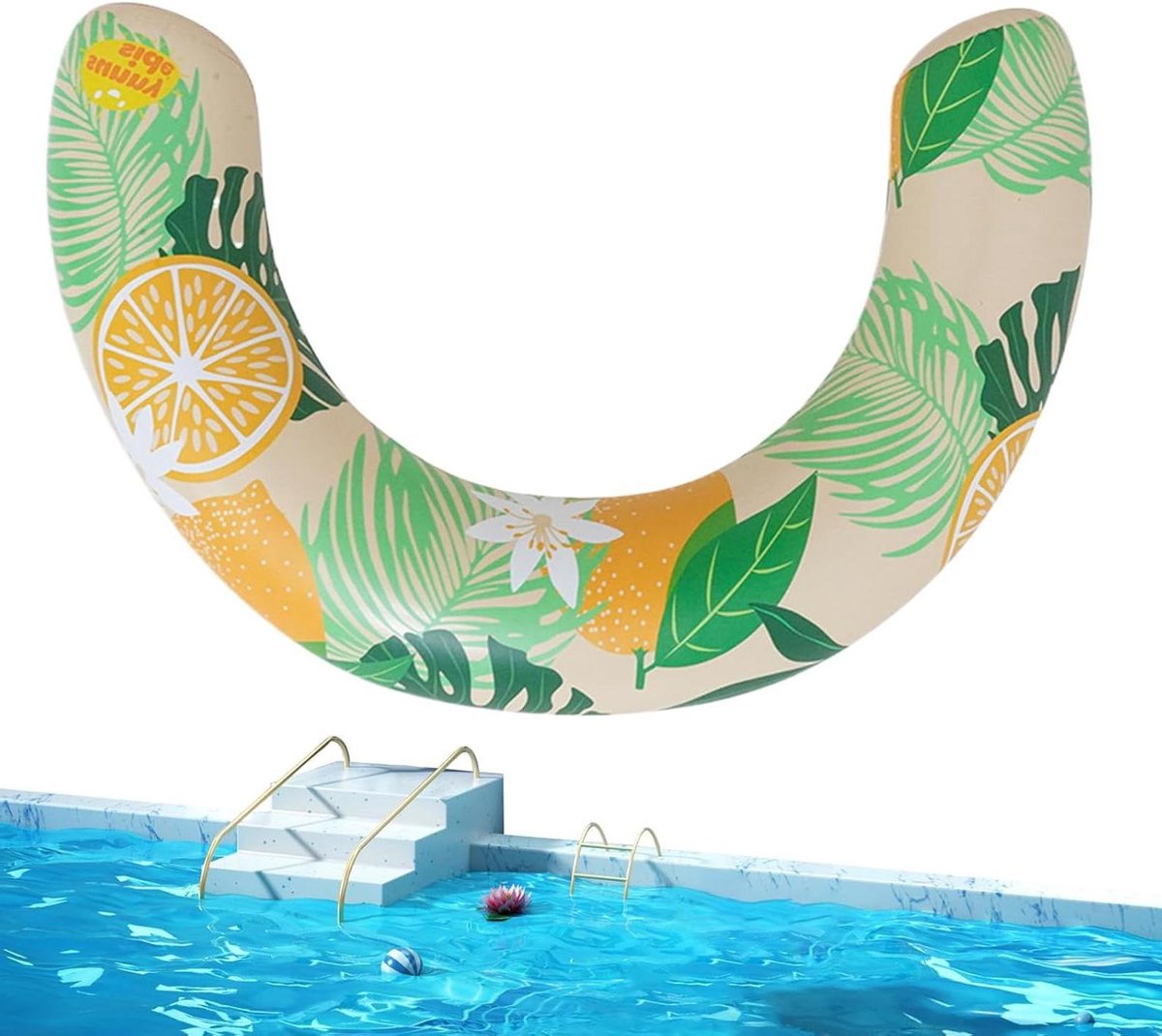 Zwemring Volwassenen - Opblaasbare Band - Water Ontspanning - Ergonomisch Ontwerp - 75x50 cm - Groen Gestreept