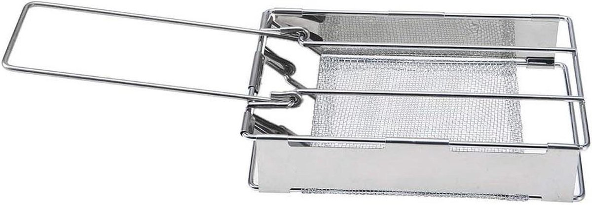 Generic Broodrooster van Roestvrij Staal Opvouwbare Draagbare Campinggrill met Gaas voor Gelijkmatige Hitte Lange Handgreep voor Kamperen, Wandelen, Picknicken