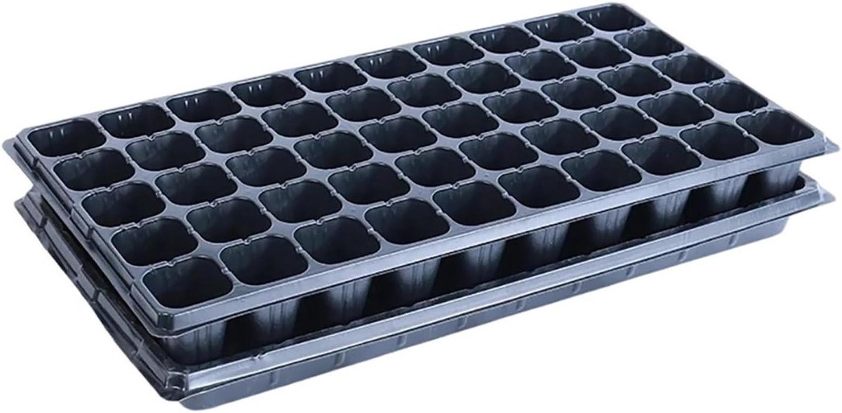 Zaadbak 10 Stuks - Plantenbakjes Kweek - Zaad Ontkiemen - Georganiseerde Groei - 50 Cellen Per Bak - Zwart