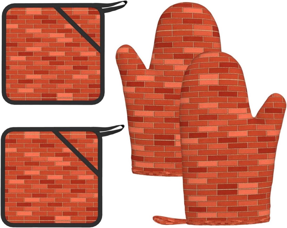 Hittebestendige handschoenen - Ovenwanten set - Veilig koken - Hittebescherming tot 230°C - 28 cm - Zwart