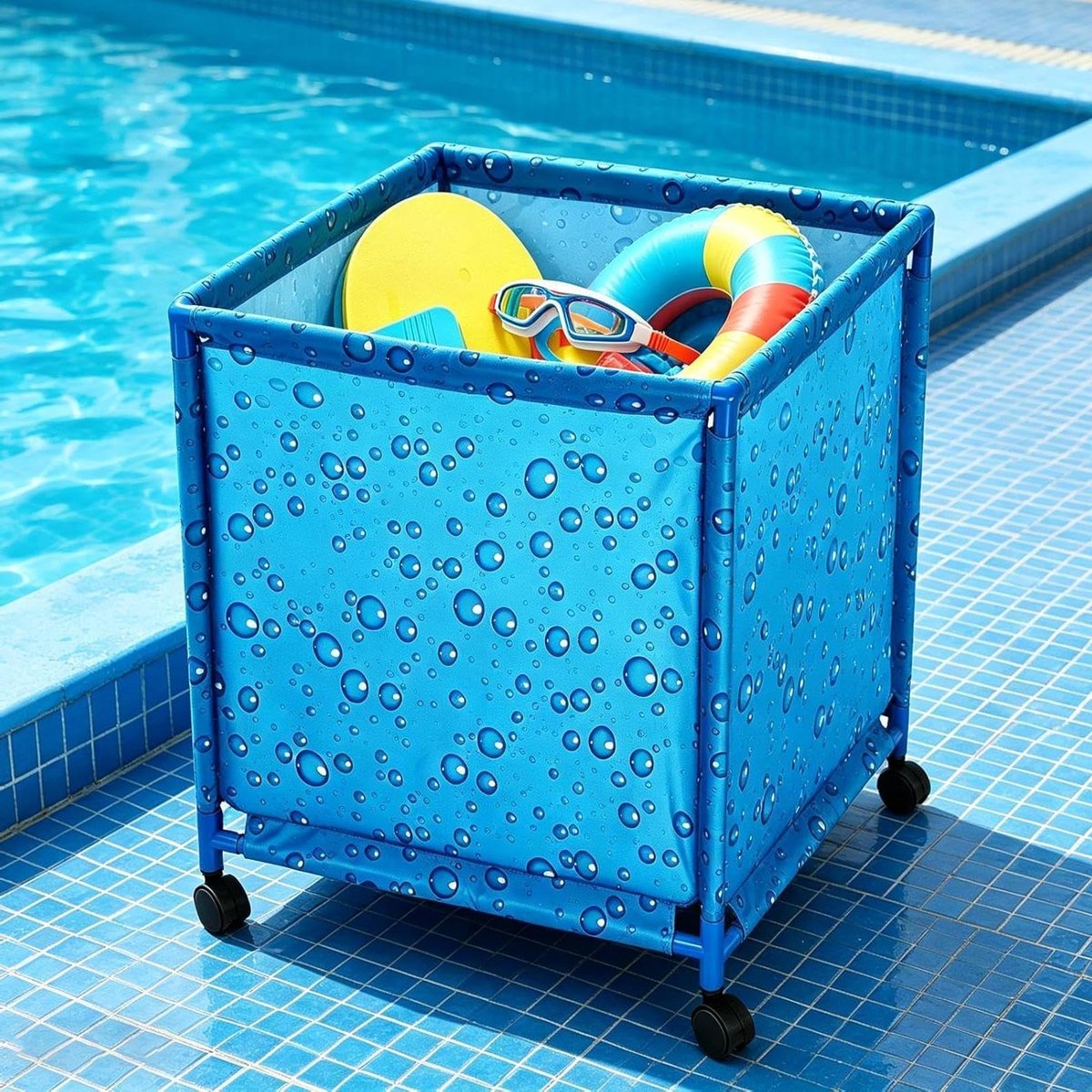 Opbergruimte Zwembad - Speelgoedrek - Spullen Organiseren - Opvouwbaar en Rollend - 90 cm - Blauw
