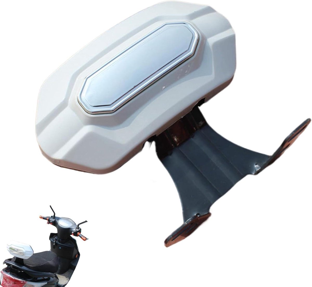 Motorfiets Rugleuning - Passagierssteun Zadel - Comfortabel Rijden - Ergonomisch Ontwerp - 23 x 20 x 8 cm - Wit