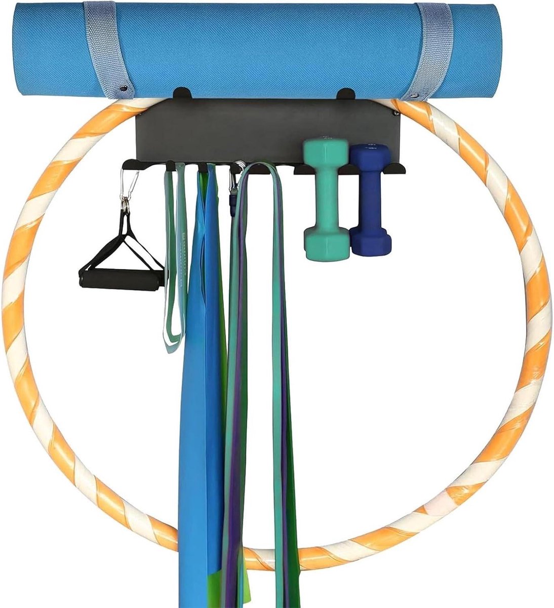 Sportrek Organizer - Opbergrek Fitness - Sportspullen Opbergen - Zwaar Staal Ontwerp - 419 cm Lengte - Mat Zwart