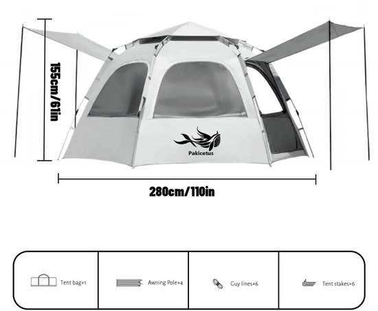 Lifero Camping Tent - Automatisch Pop-up Tent - Easy-up - Kampeertent 3 Persoons - Kampeertent 4 persoons - 280x280x155cm van Lifero Camping Tent — afbeelding 3