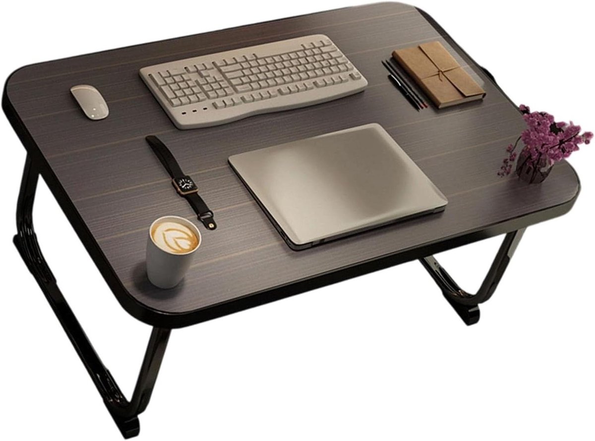Laptop Bed Bureau - Opvouwbare Tafel - Comfortabel Werken - Verstelbare Poten - 48 x 70 x 29 cm - Zwart