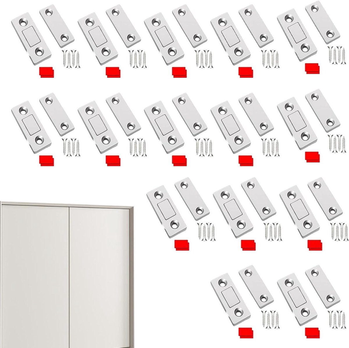Magnetische Deur Sluiting - Kastmagneet Latch - Kasten Beveiligen - Onzichtbaar Ontwerp - 15 Stuks - Zilver