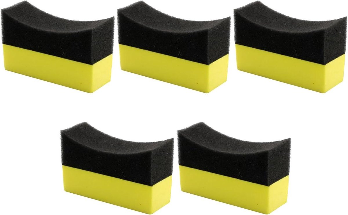 Bandenpolijst Applicator - Schuimrubber Pads - Auto Onderhoud - Dubbele Werking Schuim - 5 Stuks - Zwart