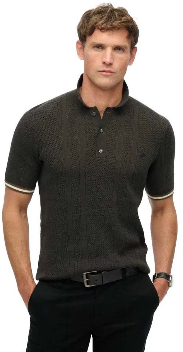 Superdry M1110441a Korte Mouw Poloshirt L Man Zwart