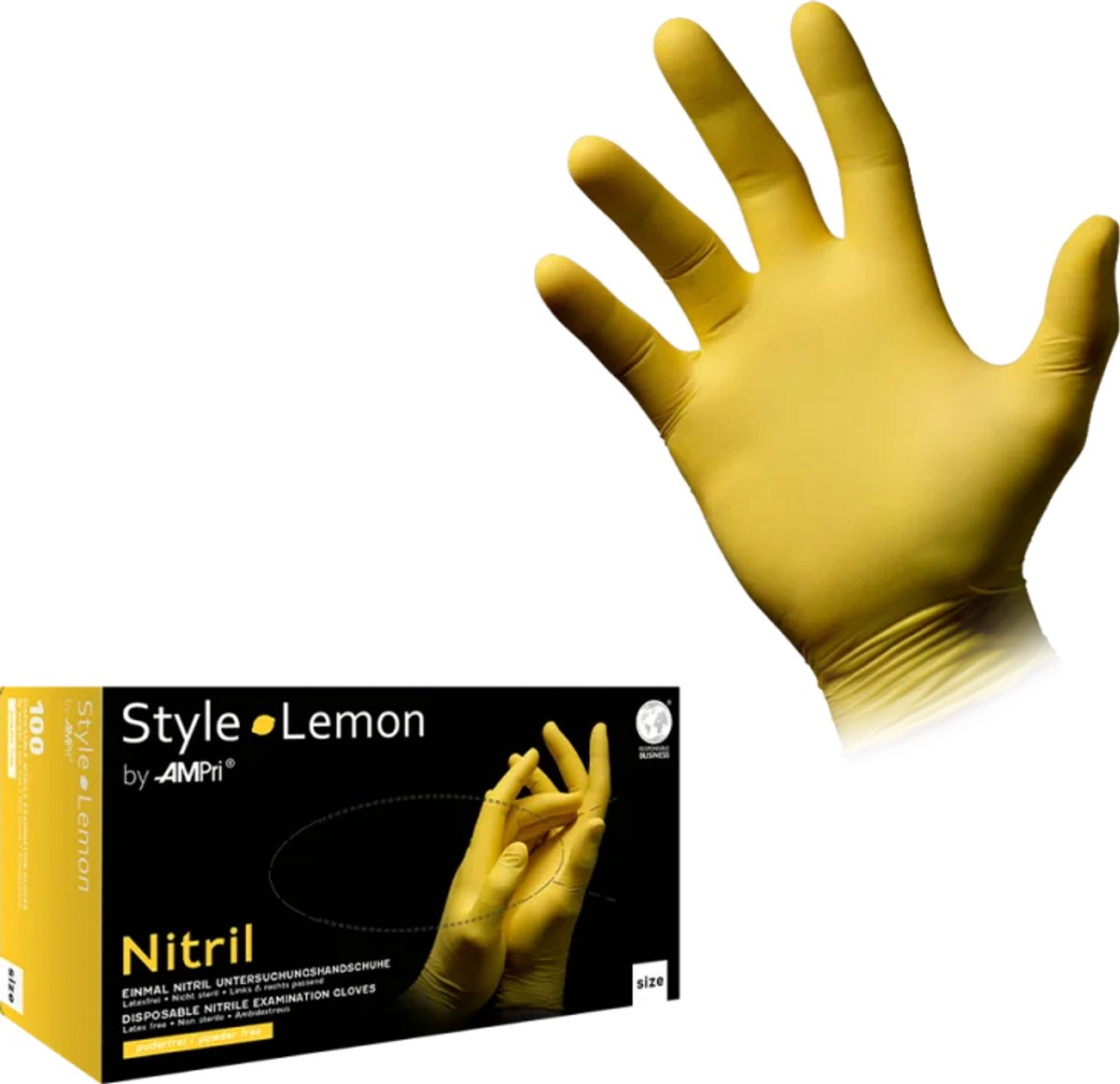 Ampri Style Lemon Handschoenen L - Geel Poedervrij Getextureerd - 100 stuks