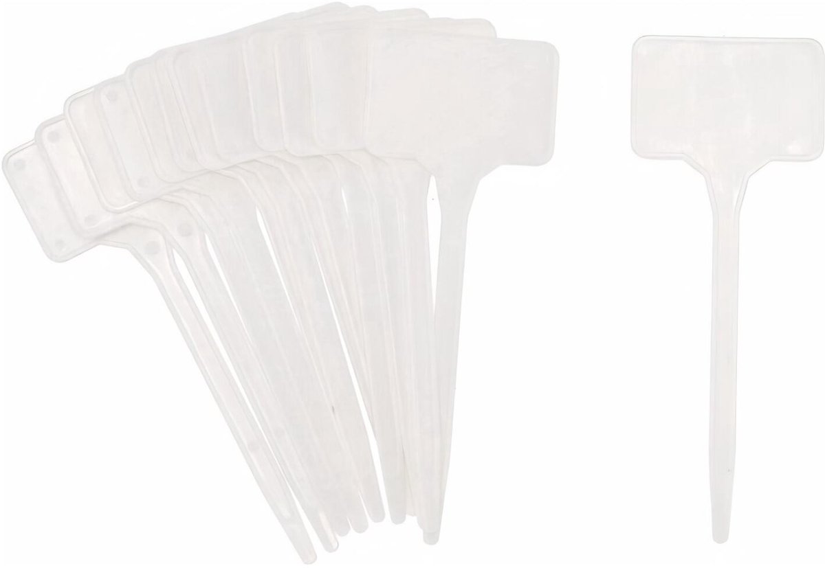 Pro Garden plantenetiketten - 12x stuks - wit - kunststof - H13 cm - moestuin