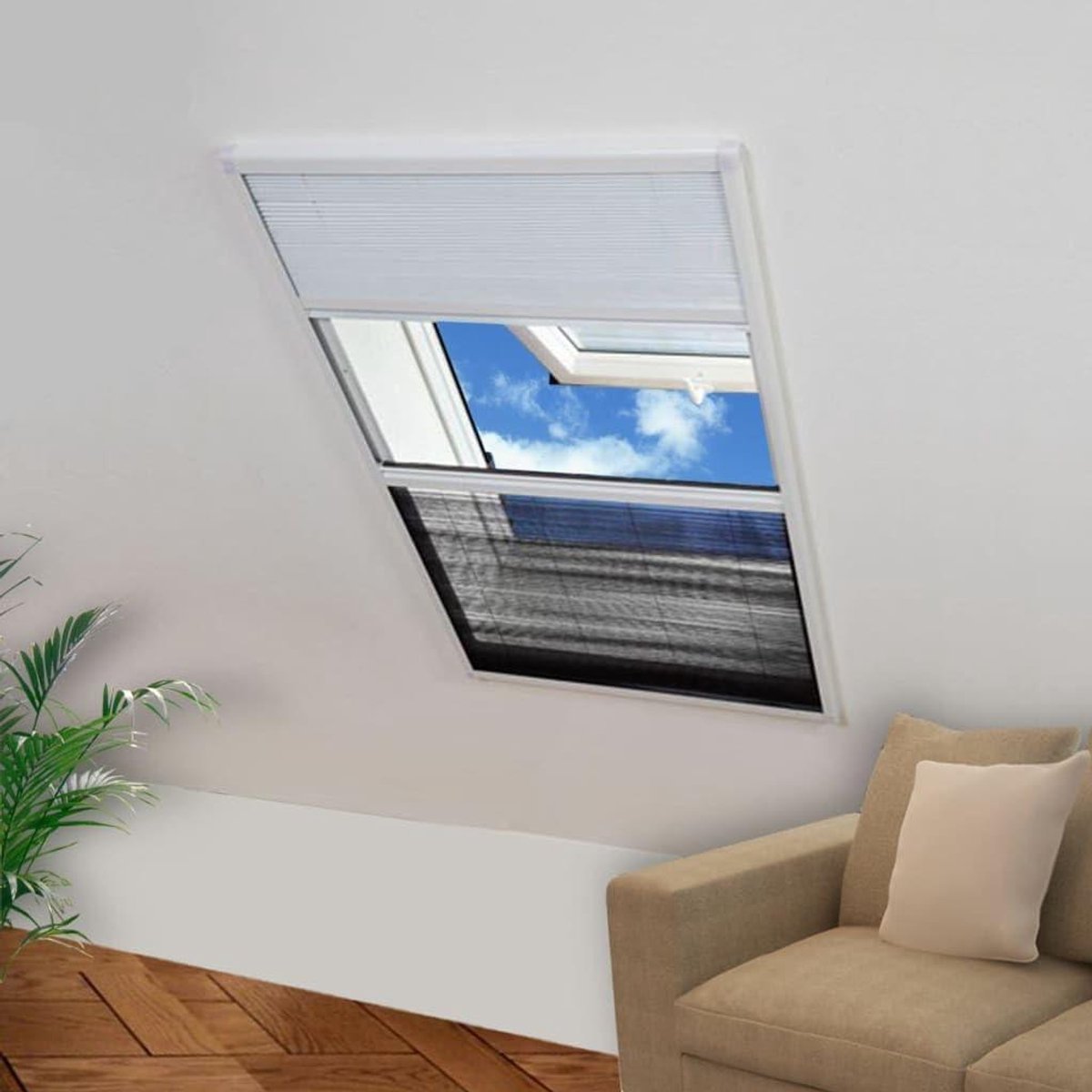 Home Meubels Plisse Insectenhor voor Ramen Aluminium 80x120 cm formaat met Schaduw