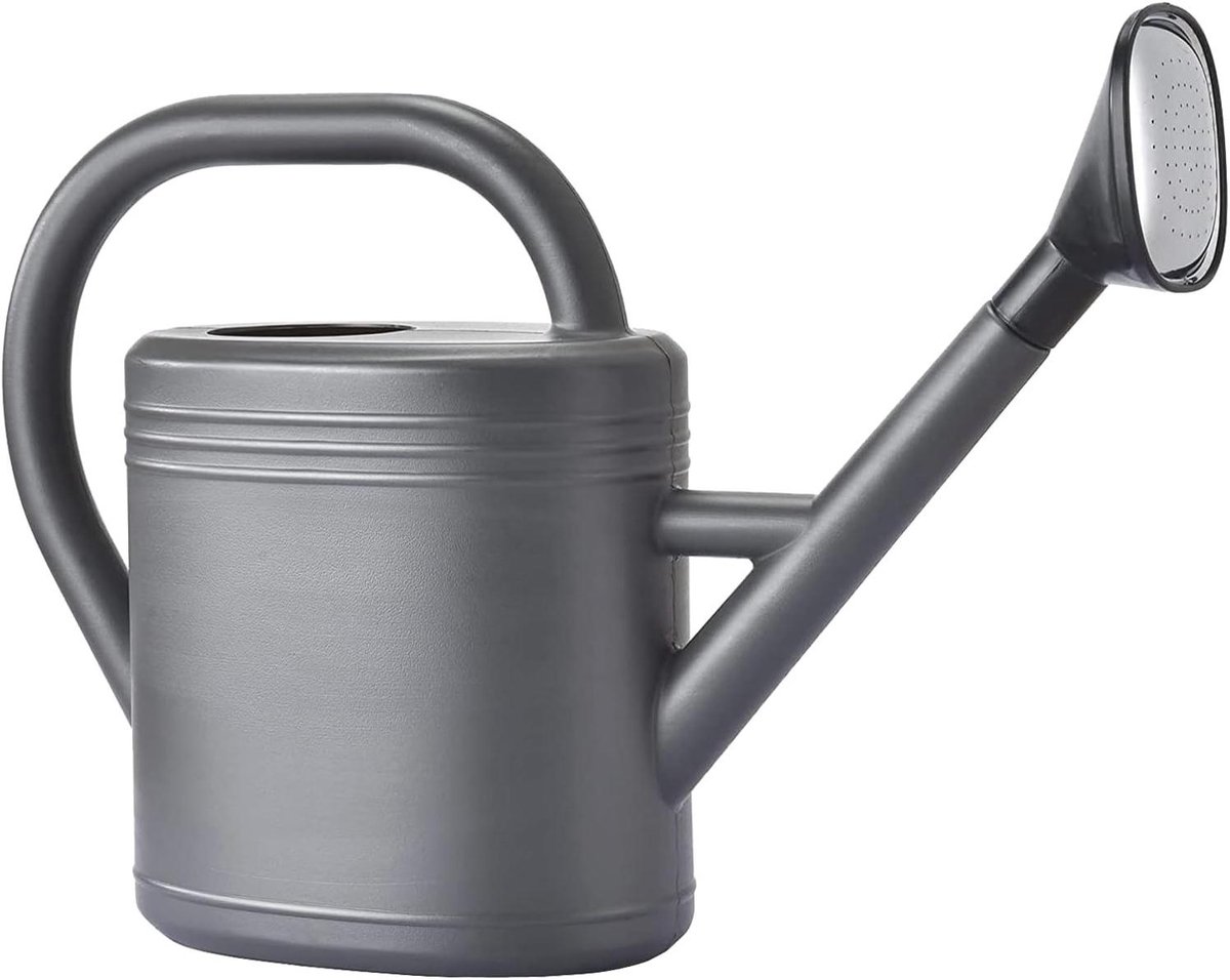 Gieter 1,5 Gallon voor buitenplanten, grote plastic plantentuin gieter met lange mond voor kamerplanten binnenshuis, waterkan met afneembare sproeikop (grijs)