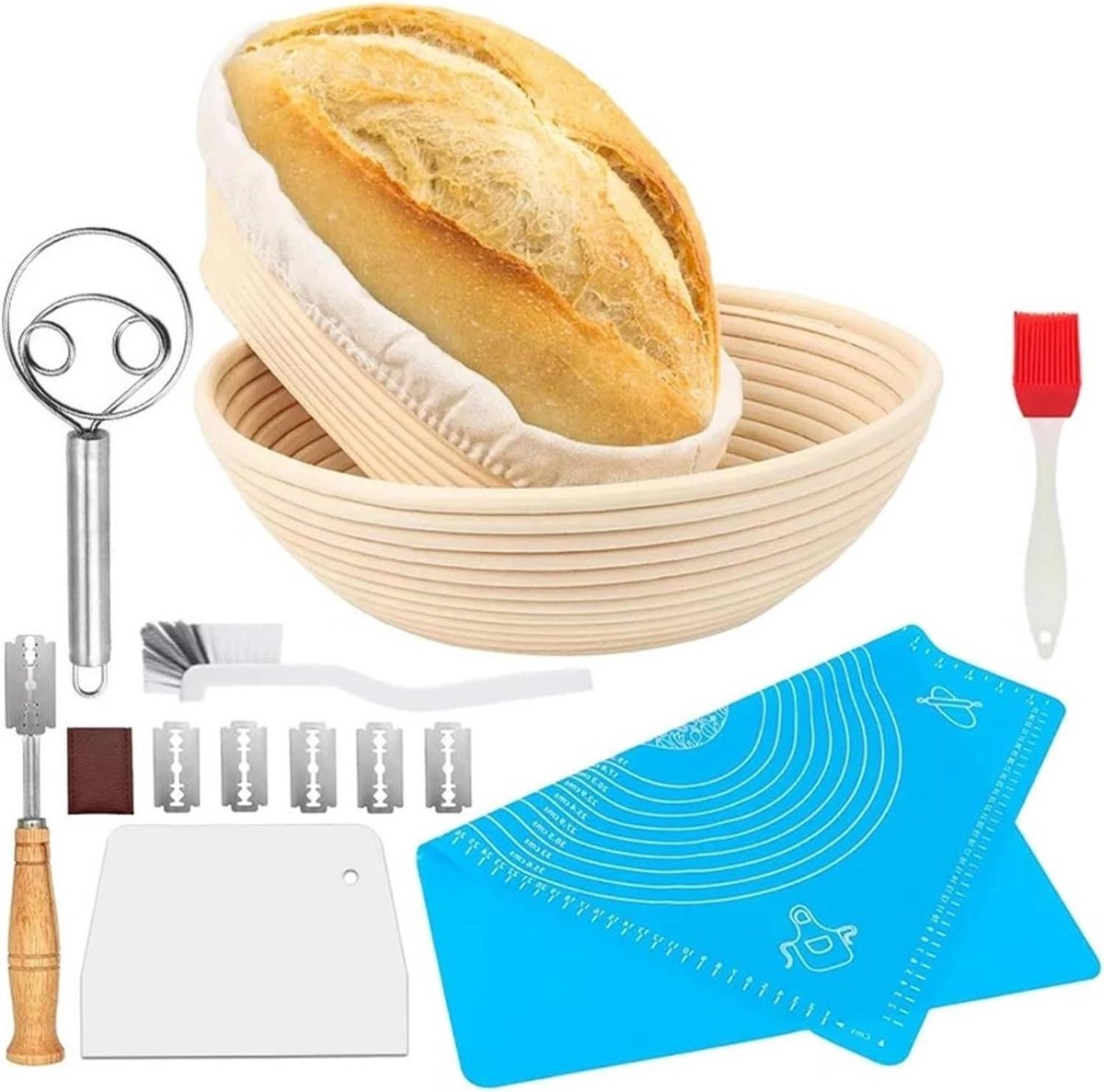 Rijsmandjes Brood - Banneton Deegmand - Zuurdesem Bakken - Optimale Luchtstroom - 18x9 cm - Natuurlijk