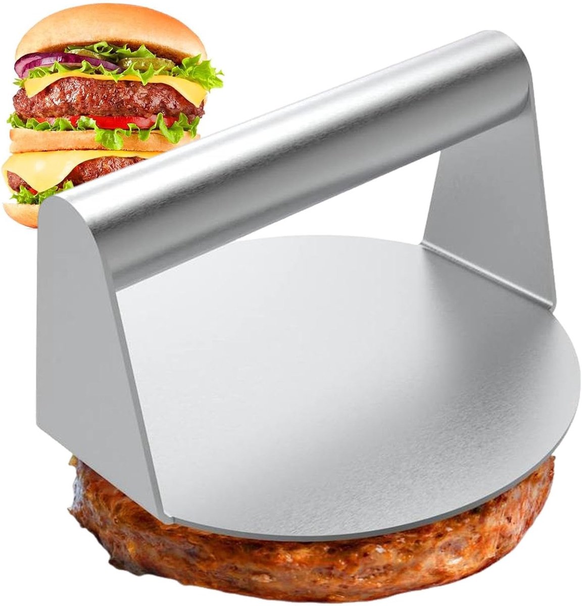 Burger Pers - Vleesvormer - Burgers Maken - RVS Materiaal - 14 cm - Zilver