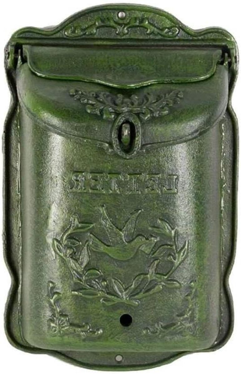 Brievenbus Buiten - Wandbrievenbus Postbus - Post Ontvangen - Afsluitbaar Gietijzer - 25x39x11cm - Groen