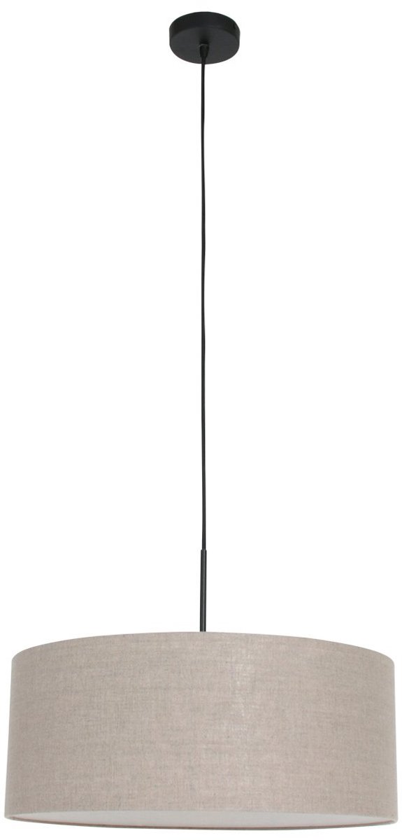 Zwarte hanglamp Sparkled Light 8155ZW van Steinhauer met hoogtes verstelbare metalen en textiele lampenkap van 50cm diameter, geschikt voor binnengebruik