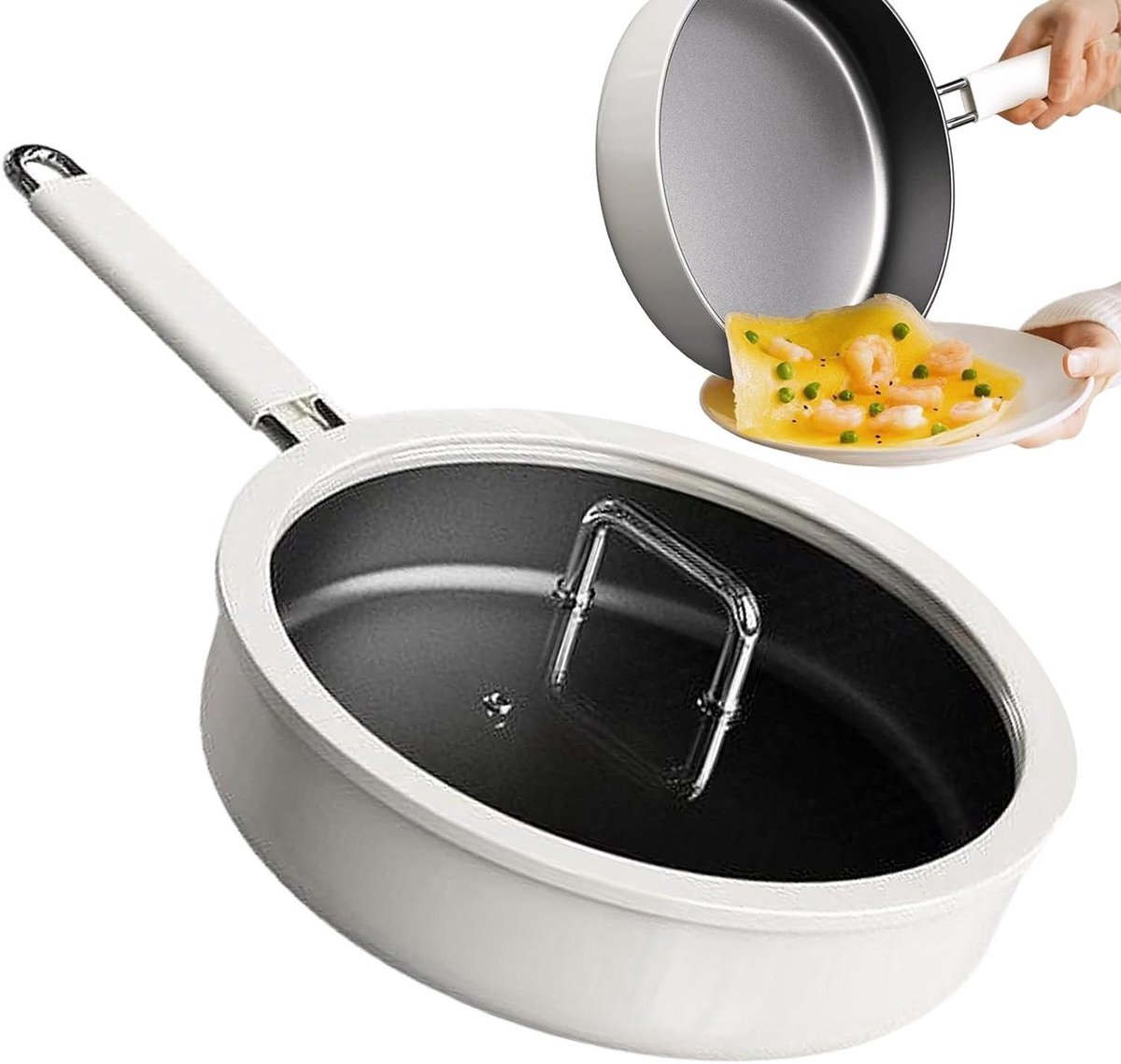 Antiaanbakpan - Koekenpan - Lekker Koken - Titanium Keramiek - 24 cm - Zwart