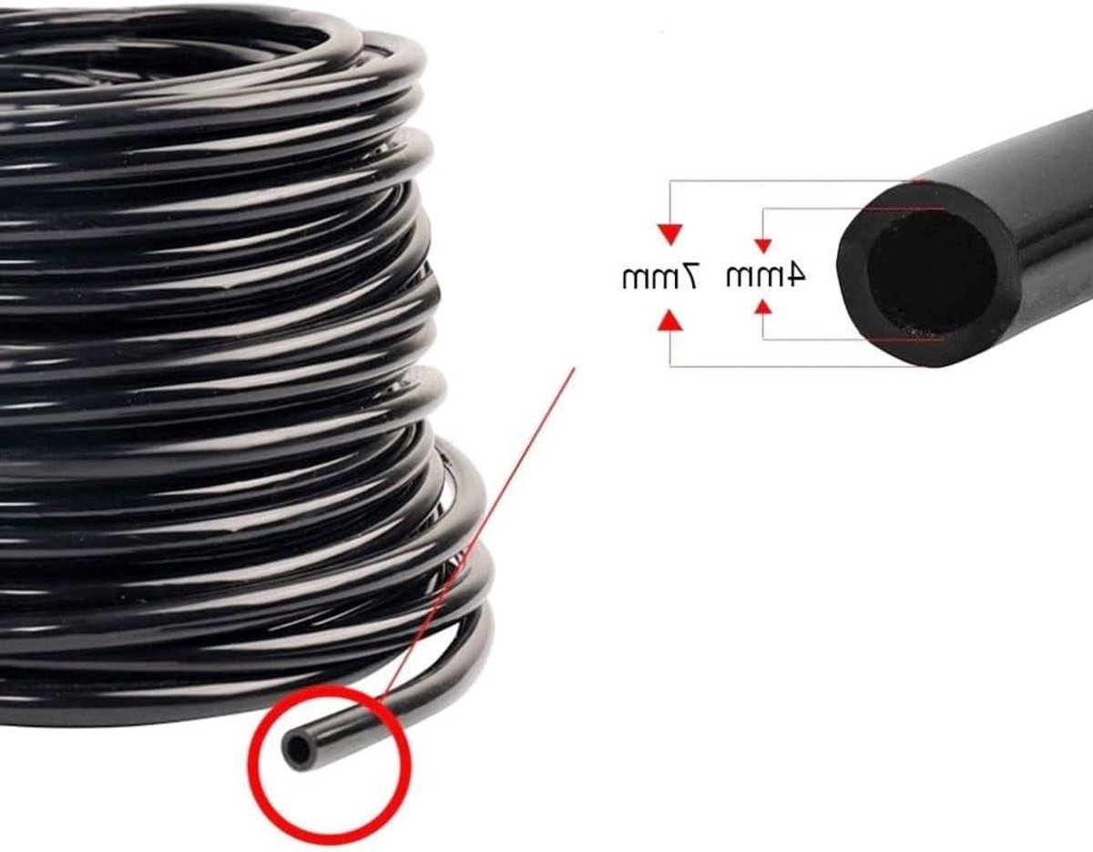 Druppelslang PVC - Tuinslang Irrigatie - Planten Water Geven - Flexibele PVC Buizen - 50 Meter - Zwart