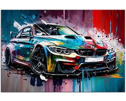 PRINTONIA Canvas picture 120x80cm BMW M4 M 4 Sports Car Mural Automotive Pictures Decoration Pop Art Car Office Deco Art Print
