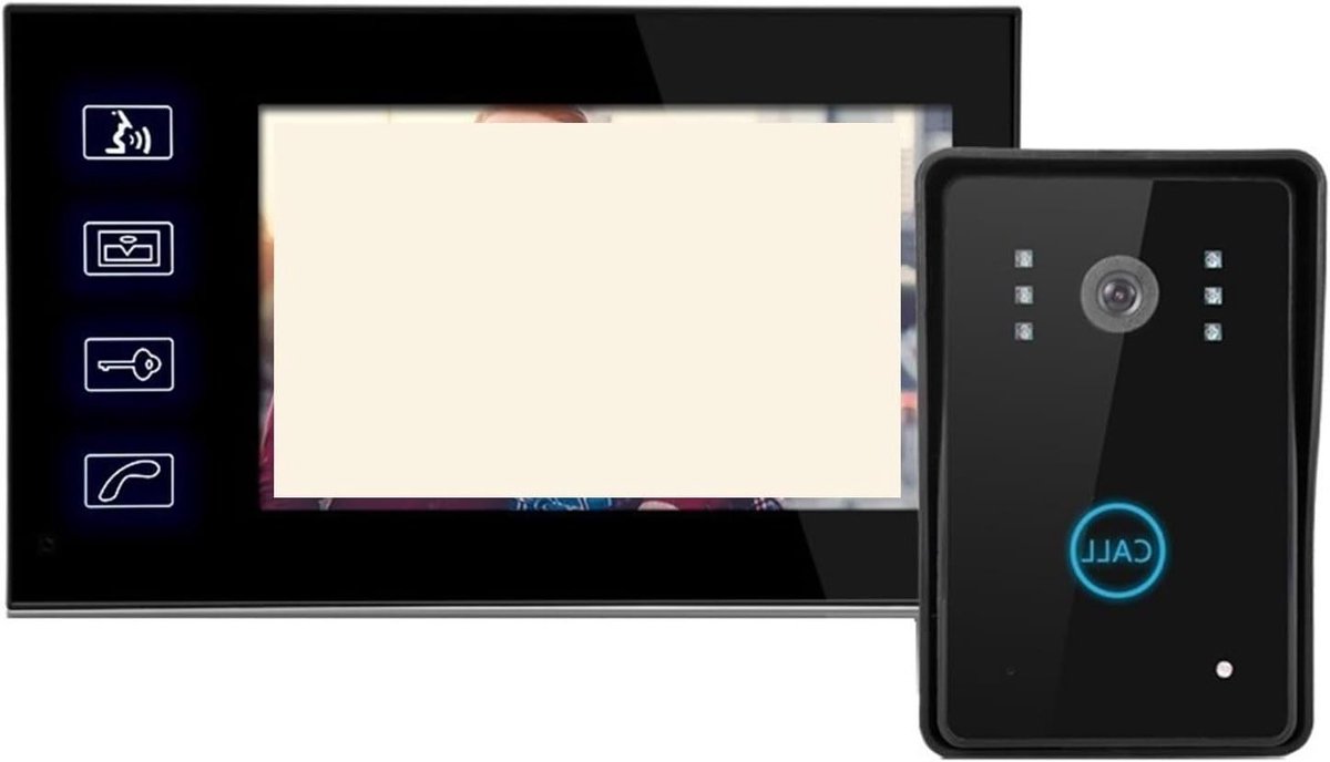 Video Deurtelefoon - Intercom Systeem - Veilig Thuis - 7 Inch Touch Screen - 100-240V Adapter - Zwart