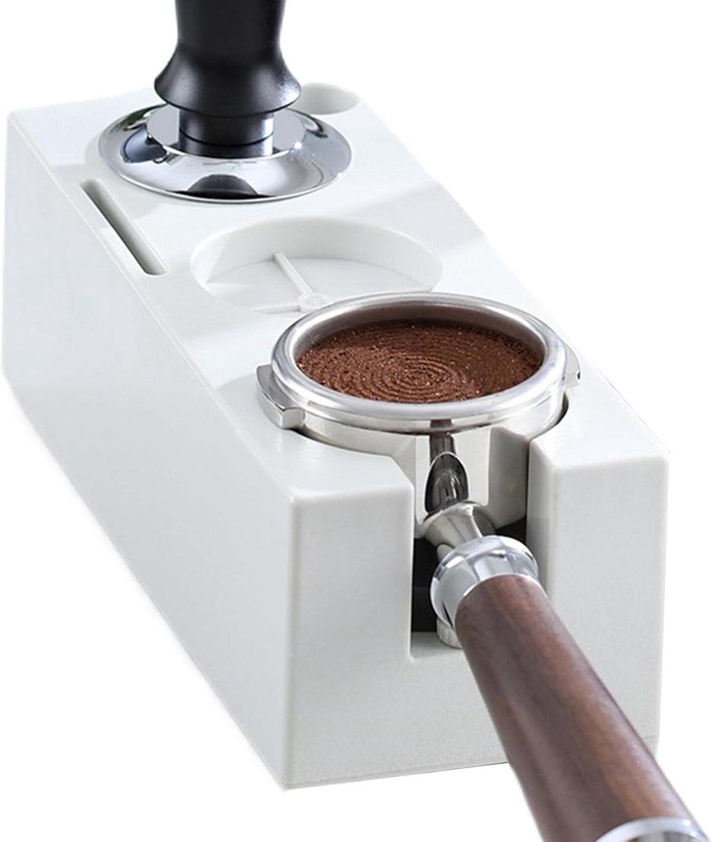 Aanstampstation Koffie Portafilter Houder Espresso Bereiding Antislip Stabiliteit 24 cm Lengte Wit