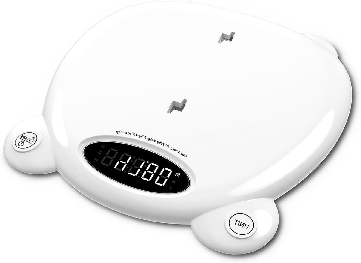Digitale Weegschaal - Baby Kinder - Gewicht Meten - Afneembare Tray - 120 kg Capaciteit - Wit