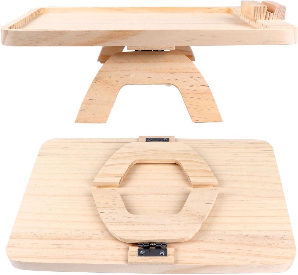 Bank Armleuning Tafel - Lade Dienblad - Ontspannen Zitten - Verstelbaar & Roterend - 42x26x6 cm - Bruin