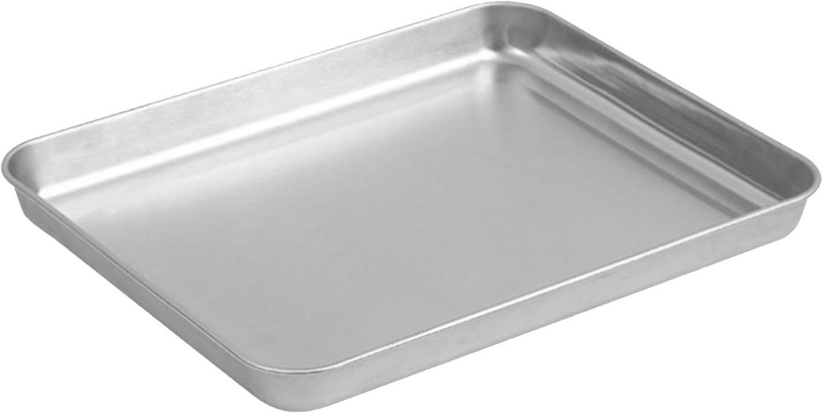 Roestvrijstalen Bakplaat - Oven Schaal - Oven Bakken - Verstevigd Ontwerp - Medium Formaat - Zilver
