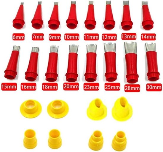 Kitspuitmond Applicators - Kit Afwerkgereedschap - Voegen Afwerken - 16 Verschillende Maten - 8 Stuks Set - Zilverkleurig — afbeelding 3