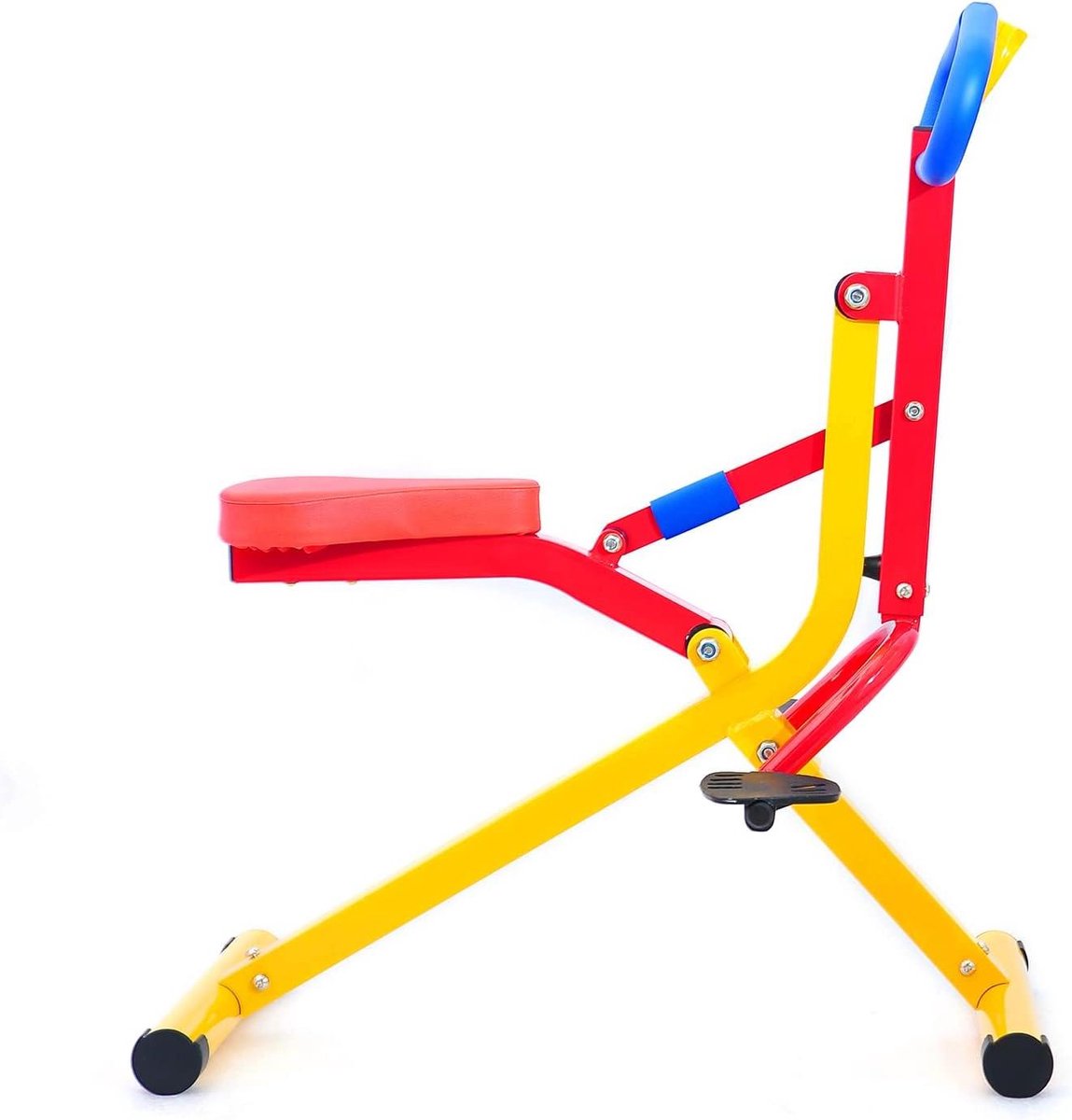 Peuter Hometrainer - Kinder Fitnessapparaat - Indoor Cardio - Verstelbare Zitting - 55 x 35 x 70 cm - Rood Geel
