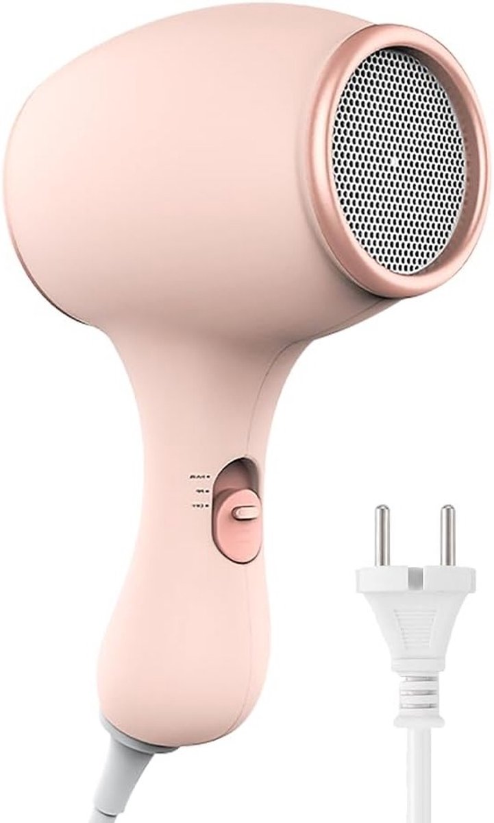 Mini Haardroger voor Kinderen 550W - Draagbare Haardroger met 3 Snelheden, Zachte Warmte en Ideaal voor Reizen (Roze)