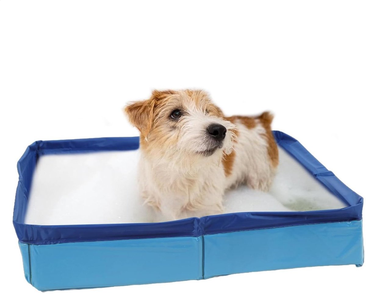 Hondenzwembad – Opvouwbaar kattenzwembad – Minizwembad voor katten & honden – Wadingpool voor huisdieren – Zomers badplezier – Blauw – 50 x 50 x 10 cm