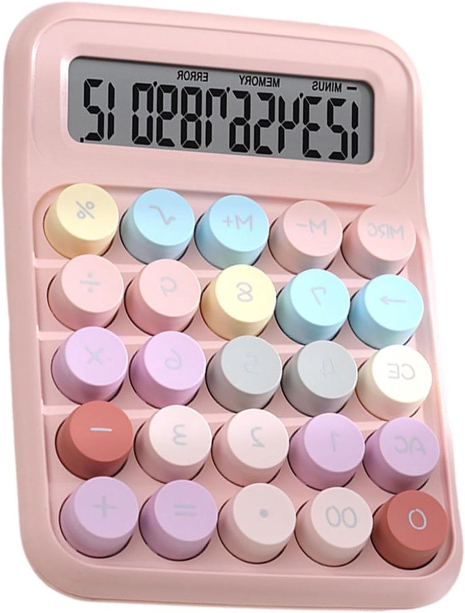 Bureau Rekenmachine - Desktop Calculator - Budgettering Thuis - Grote Mechanische Knoppen - 12 Cijfers - Kleurrijk