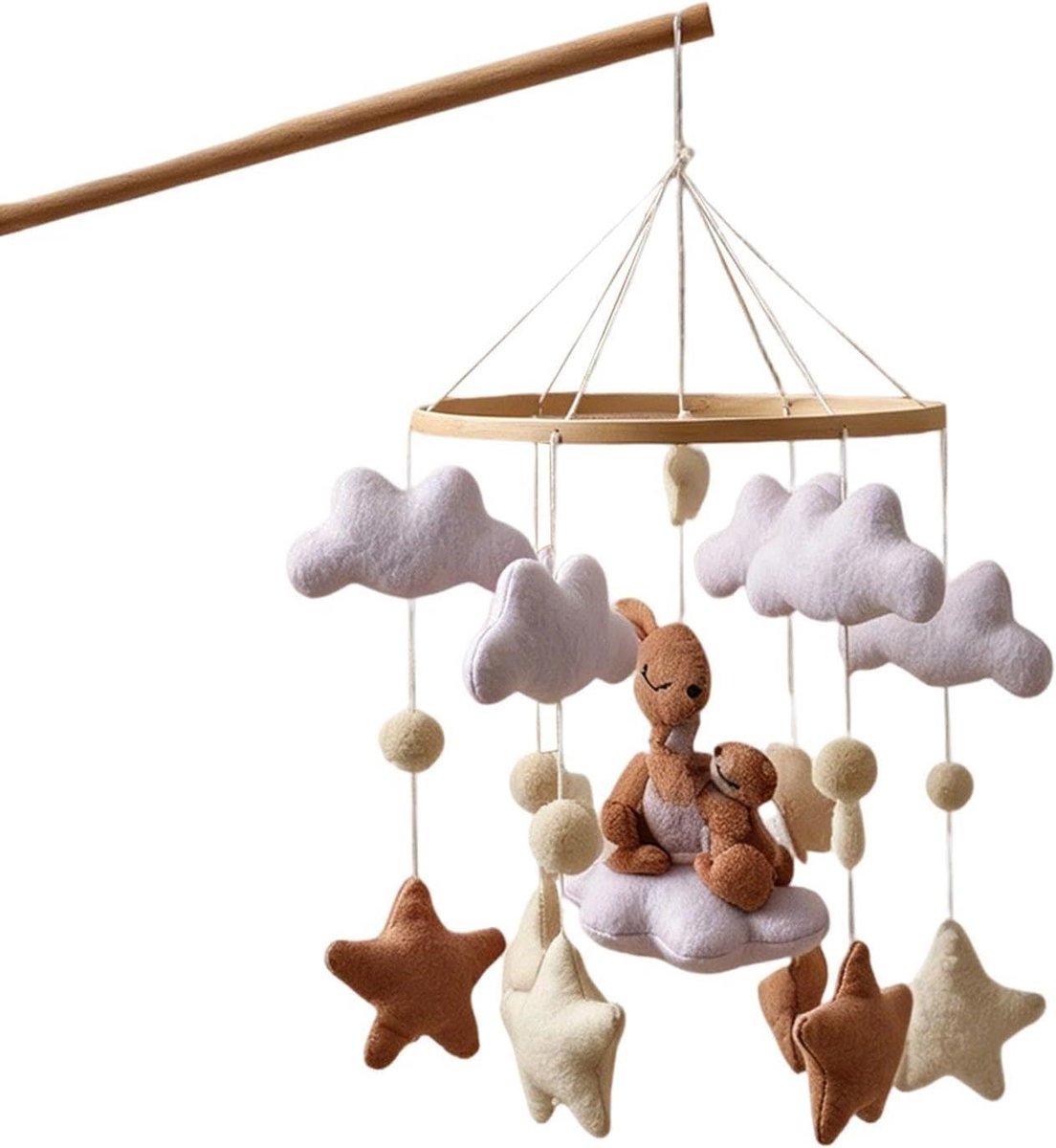 Wieg Mobiel - Baby Mobiel - Kind Kalmeren - Dubbel Konijn Design - 48x25 cm - Bruin