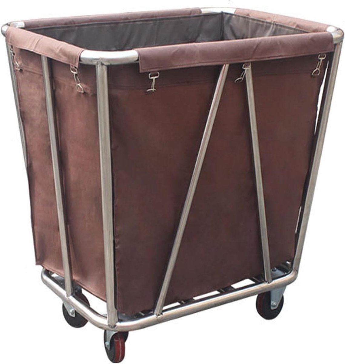Wasmand Met Wieltjes Kledingmand Vuile Was Kleding Opbergen Verstevigd Frame 90x65x80cm Bruin