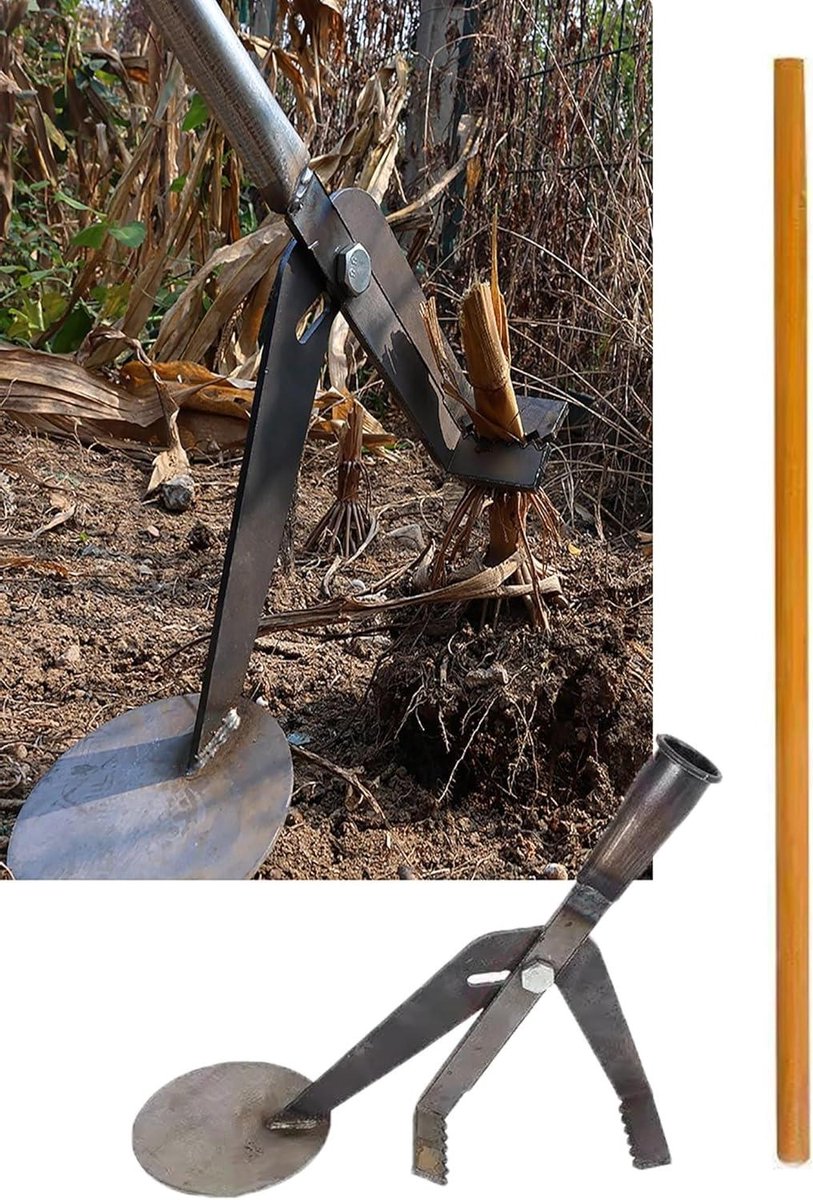 Wortelverwijderaar - Stronkentrekker - Tuinonderhoud - Verstelbare Klem - Tot 18cm - Houtkleur